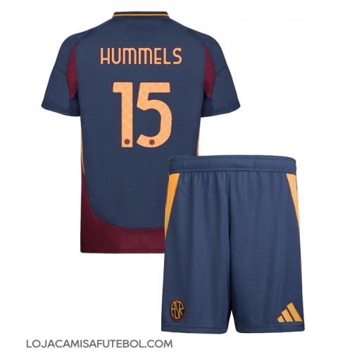 Camisa de Futebol AS Roma Mats Hummels #15 Equipamento Alternativo Infantil 2024-25 Manga Curta (+ Calças curtas)